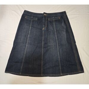 I.E. Relaxed Womens Denim Jean Skirt Size 12 Blue Knee Length Vtg Classic Preppy